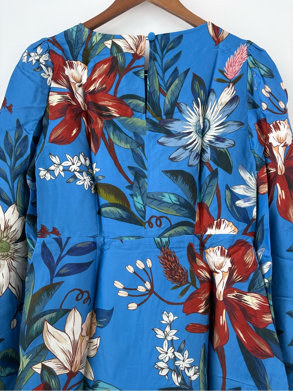 NWOT Farm Rio Blue Surreal Flowers Wrap Mini Dress M - Picture 5 of 16